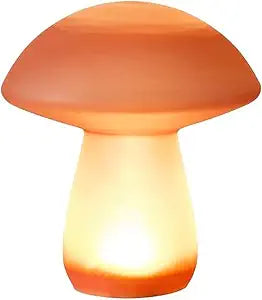 Elements 6.69x6.69x7.48 Inch Pink Glass LED Mushroom Figurine, Light up Glass Decor Durable Design for Everyday Use in Home Kitchen Dining and Entertaining Settings