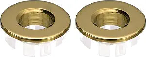 uxcell Sink Trim Overflow Cover, 2Pcs Sink Overflow Rings Bathroom Kitchen Basin Drain Cover Hole Insert in Round Caps, Gold