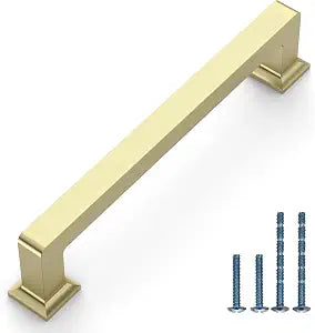 Brushed Brass Cabinet Handles Kitchen Pulls 5 Inch 10 Pack
