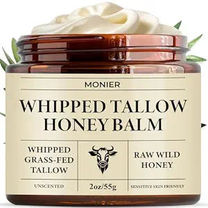MONIER Whipped Beef Tallow for Skin, Tallow and Honey Balm for Face