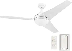 Honeywell Ceiling Fans Neyo, 52 Inch Contemporary Indoor LED Ceiling Fan with Light, Remote Control, Modern High Performance Blades, Reversible Motor Model- 51804-01 (Bright White)