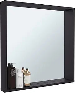 Tuhome Dakota Medicine Cabinet with Mirror and Storage, Wall-Mounted Modern Bathroom Organizer with Multiple Shelves for Toiletries, Medications, and Cosmetics, Sleek Design with White Finish.
