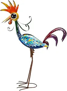 Metal Wacky Rooster Garden Statue, 31.5'' Rooster Decor Yard Statue Decorations Outdoor, Chicken Yard Art for Outside, Patio, Backyard, Lawn(Royal Blue)