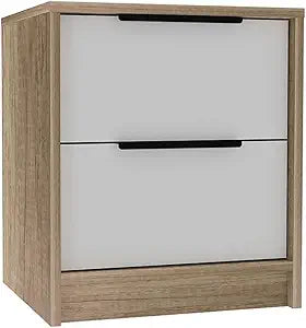 Tuhome Kaia Small Nightstand with Two Spacious Drawers and Metal Handles, Modern Bedside Storage Cabinet with Superior Top for Bedroom Organization, Compact Functional Furniture for Everyday Esse