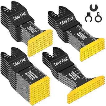 Trivd Frol 25 PCS Titanium Oscillating Tool Blade Metal Cutting, Universal Multi Tool Blades for Metal Nails Wood Plastic and Hard Material, Oscillating Saw Blades Fit Dewalt Milwaukee Ryobi