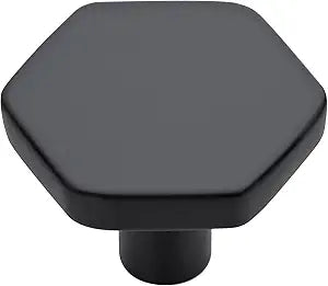 10 Pack Black Cabinet Knob, 1.1 Inch Hexagon Dresser Knobs