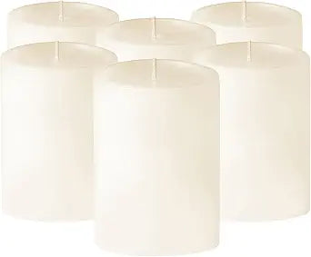 Simply Soson Ivory Pillar Candles 3x4, Set of 6, Unscented Bulk Pack