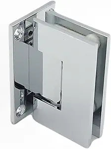 Sapphire Series Heavy Duty 90 Degree Wall Mount Frameless Shower Door Standard Hinge fits 3/8 and 1/2 Glass. Wall to Glass Shower Door Hinge with Hardware Replacement Parts. Solid Brass