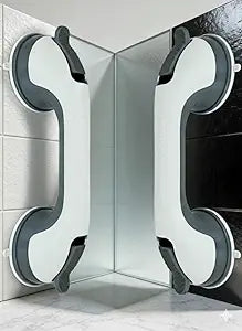 Shower Handles for Elderly Suction 2 Pack Grab Bars for Bathtubs and Showers, bar Safety 500 lbs Walls Handicap Heavy Duty Holder Hooks to Lift Large Tile Glass Suction Cups Tool Chair