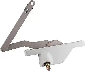 Brixwell Dyad Casement Window Operator Left Hand, White Finish, Metal Truth Style Dual Arm Mechanism, 5" Base, 6-11/16" Arm Length, Fit Awning Window Operator, Truth Window Crank, and Casement Systems
