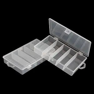 2 Pack 5 Grid Clear Plastic Fishing Tackle Storage Box Jewelry Making Findings Organizer Box Container Case Utility Box,7x4.3x1.2inch