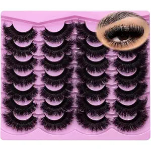 Mink Lashes Fluffy 20mm Volume False Eyelashes 8D Cat Eye Strip Lashes D Curl 14 Pairs Dramatic Soft Eyelash 25mm Big Long Lash Strips Lashes Pack That Look Like Extensions Faux Mink Lashes
