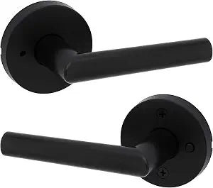 Kwikset Milan Privacy Door Handle for Bedroom and Bathroom, Matte Black