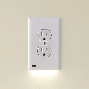 Single - SnapPower GuideLight [For Duplex Outlets] - Replaces Plug-In Night Light - Electrical Receptacle Wall Plate With LED Night Lights - Auto On/Off Sensor - (Duplex, White)