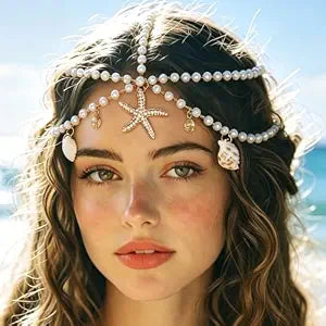 Shell Head Chain Boho Starfish Pearls Headpiece