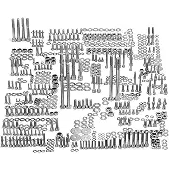 PTNHZ 304 Stainless Steel 662 Piece Polished Bolt Screw Kit Fastener Nut Gasket Washer Set Compatible for Yamaha YFZ350 YFZ 350 Banshee ATV