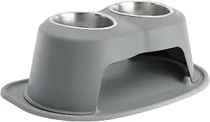 WeatherTech Double High Pet Feeding System - Elevated Dog/Cat Bowls - 8 inch High Dark Grey (DHC3208DGDG)