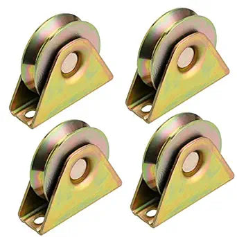 Skelang 3" Sliding Gate Wheels, V Groove Caster, Heavy Duty Rigid Caster with Bracket for V Track Rail, Rolling Driveway Gate, Industrial Machine, Each Loading Capacity 650 Lbs, Pack of 4