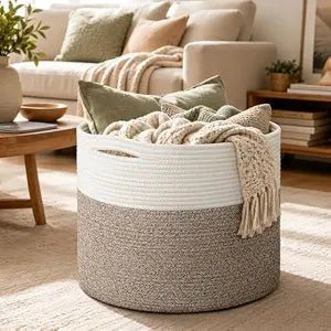 Goodpick Woven Rope Basket for Blankets Fit Nursery & Living Room, 45L