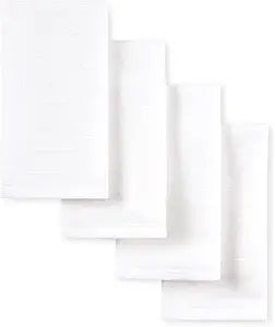 Martha Stewart Honeycomb Modern Farmhouse Napkin 4-Pack Set, White, 19"x19"