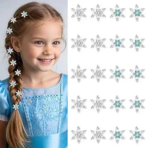 YISSION Mini Rhinestone Snowflake Hair Clips for Women & Girls - Sparkly Ice-Style Hair Accessories for Dress Up, Christmas & Party (20 Assorted Pieces)