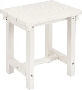 Furnimart Adirondack 16.5" Square Outdoor Side Table, Extra-Thick HDPE Composite Weather-Resistant Small Patio Table, White Outdoor End Table for Garden Balcony Yard Deck Poolside(White)