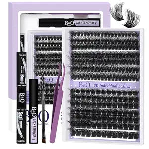 B&Q Fluffy Lash Clusters Kit 100D+200D 0.05MM Dramatic Eyelash Clusters Kit