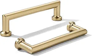 khtumeware 10-Pack 4-Inch(102mm) Brushed Brass Cabinet Pulls,Satin Brass Handles for Kitchen Cabinets, Cupboards, Drawers and Bathroom Hardware