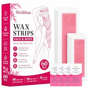 60 Wax Strips for Face & Body Hair Removal, Facial Wax Strips for Women