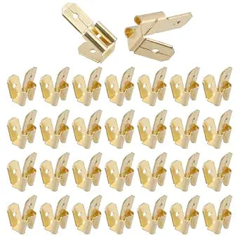 Piggyback Spade Connectors,Brass Dual Male to Single Female Double Spade Connector,Piggyback Crimp Terminals Assortment Kit,Pack of 25