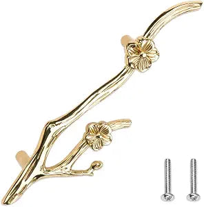 ZORZA 1Pcs Brass Drawer Cabinet Pulls Plum Blossom Branch Furniture Handle