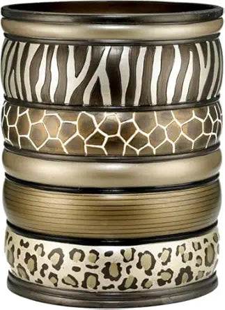 Zahari Home Decorative Trash Can for Bathroom, Office & Bedroom - 2.1 Gallons Stylish & Small Trash Can for Dorms, Desktop & Restroom - Chic Waste Basket for Compact Spaces, Safari Stripes