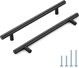 HOME EDIT Matte Black Cabinet Handles 6-1/4 Inch Hole Spacing, Stainless Steel Drawer Pulls for Cabinets, Kitchen, Bathroom, Dresser 25 Pack