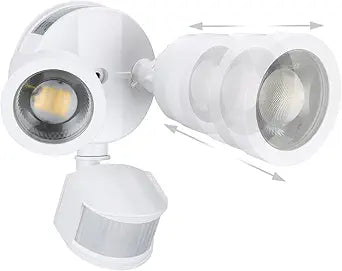 LEONLITE 25W LED Security Light Outdoor Motion Sensor, Motion Flood Lights for Outside, 30-80 Beam Angle Adjustable, Dual-Head Security Light, Wet Location, ETL Listed, 5000K Daylight, White