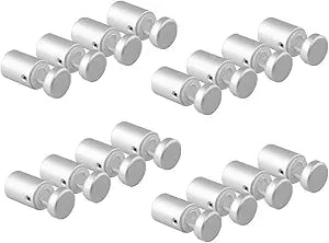 Side Clamp Standoffs 3/4" x 1" Satin Aluminum, Edge Grip Standoffs for Glass, Burglarproof Sign Standoff, Standoffs Hardware, for Acrylic, Glass, PVC, Glass Panel with 2 pcs Spacers