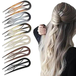 6Pcs French Hair Clips, U Shaped French Hair Pin Retro Fork Hair Pin Internal Teeth French Hair Clips, Tortoise Shell French Hair Pins for Women Thin Hair Buns Twist Hairstyle Accessories
