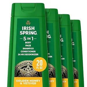 Irish Spring 5 in 1 Body Wash, Golden Honey & Vetiver, 20 fl oz (4 Pack)