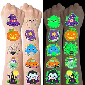 JCFIRE 96 Unique Glow Temporary Tattoos for Kids, Halloween Party Favors