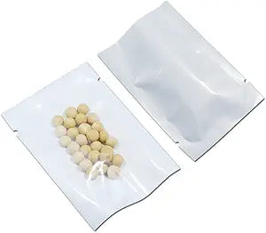 PABCK 1000 Pack 2.4x3.5 inch (Usable Size 2x3.1 inch) White Front Clear Open Top 2.8mil Plastic Vacuum Pouch Heat Sealable Bags for Food Storage Packets Mini Sample with Tear Notches