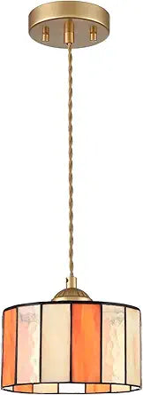 7.7-Inch Tiffany Style Pendant Lights Kitchen Island, Vintage Tiffany Hanging Light with Stained Glass Pendant Light Fixture for Dining Room Bedroom Hallway Bar Home Office