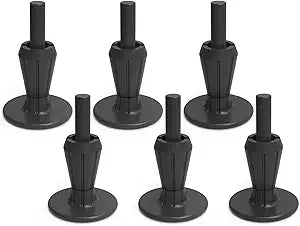 6 Pcs Steel Stem Plastic Bed Frame Feet,Black