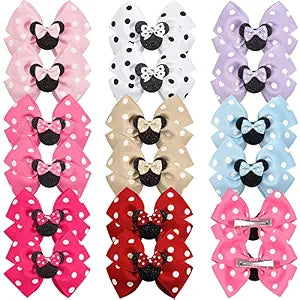 16pcs Mouse Ears Bow Clip for Girl Polka Dot Bow Hair Accessory for Toddler