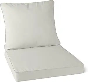 Amazon Basics Patio Chair Cushion with Back, 24x24x3 inch, Beige, Water Resistant, High-Resilient Foam, 1-Pack