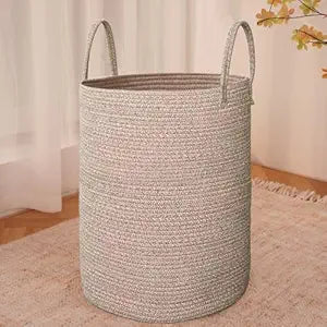JMvicyroam Large Woven Laundry Basket Hamper,100L Cotton Rope Storage Bin for Blankets,Toys and Clothes,Decorative Tall Nursery Hamper for Living Room,Baby Nursery,Bathroom and Bedroom,Oatmeal