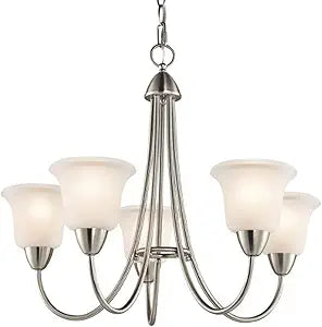 KICHLER Nicholson 21" 5 Light Chandelier with Satin Etched Glass in Brushed Nickel