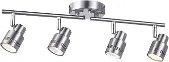 4 Light Modern Track Lighting Kit Flexibly Adjustable Bar with Multi-Directional Brushed Nickel Ceiling Spotlight for Kitchen, Bedroom, Living Room,Closet GU10 Not Included