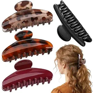 4 Pack Large Acrylic Claw Clips, Cute Hair Clips Strong Hold Hair Claw Barrettes for Thick Thin Hair
