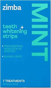 Zimba Teeth Whitening Strips, Mint, 7 Treatments, Enamel-Safe, Vegan