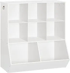 HOOBRO Kids Bookshelf, Toy Storage Organzier with 8 Cubicles, Bookcase Footboard, Bookshelf for Kids, for Playroom, Nursery, Bedroom, and School, White WT35CW01G1