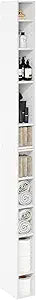 Furinno Fulda Book Shelf, 10-Tier Bookshelf, Space Saving Storage Shelf Bookcase, 9.2 x 5.9 x 78.7, for Living Room, Bedroom, Home Office, White